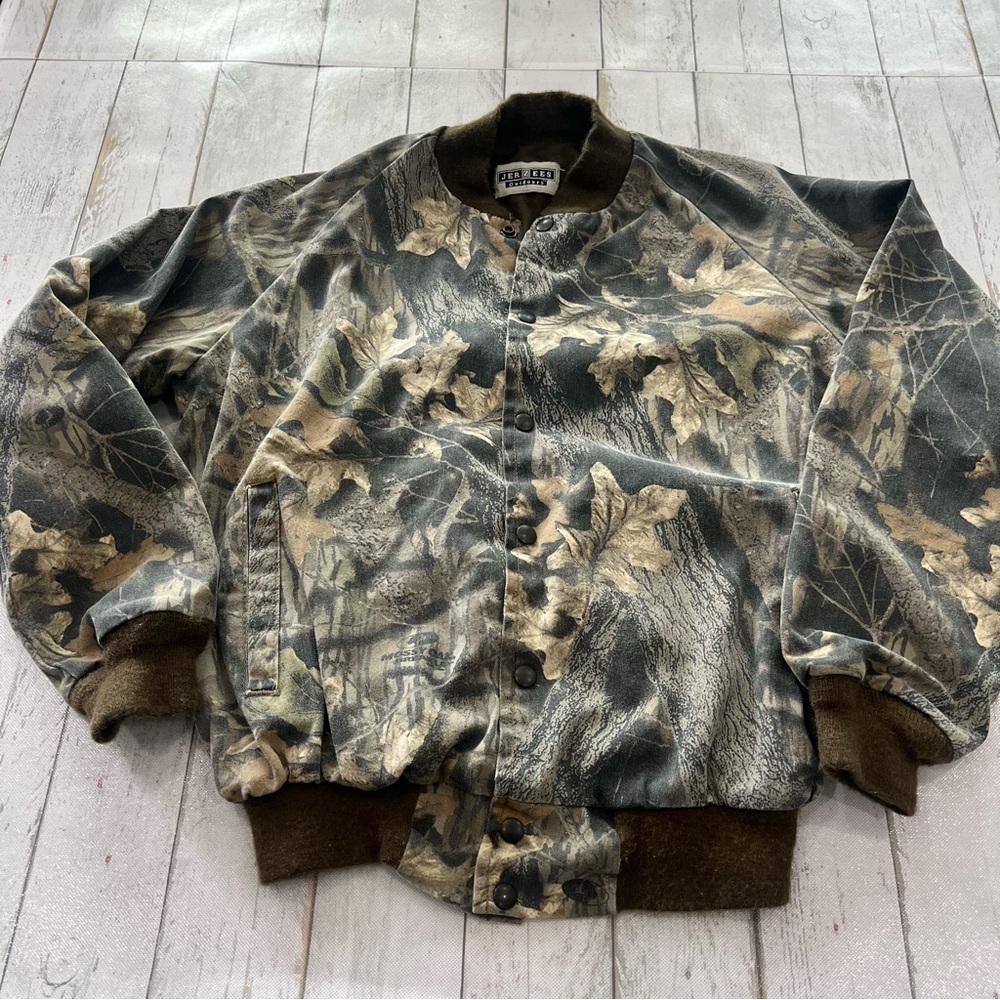 VTG Jerzees Outdoors 80s Camo Jacket Made in USA Sz M